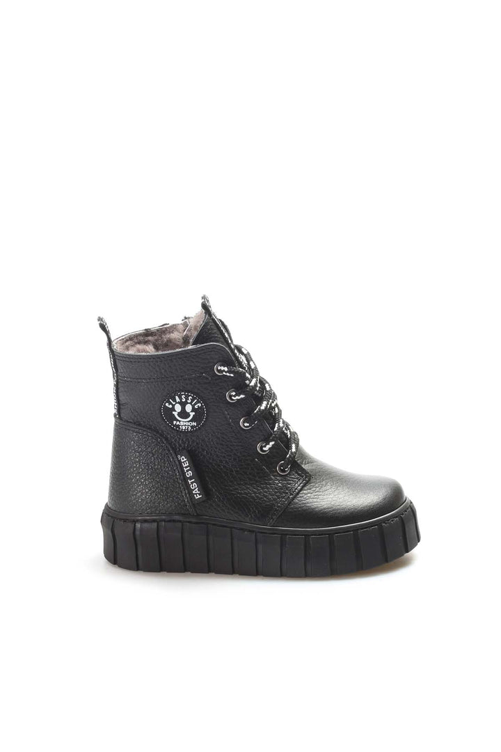 FST Genuine Leather Fur-lined Unisex Kids Classic Boot 769KXA130 Black - Worcester