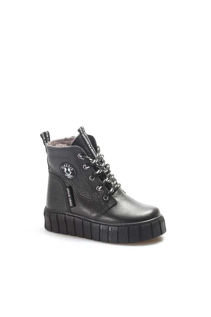 FST Genuine Leather Fur-lined Unisex Kids Classic Boot 769KXA130 Black - Worcester