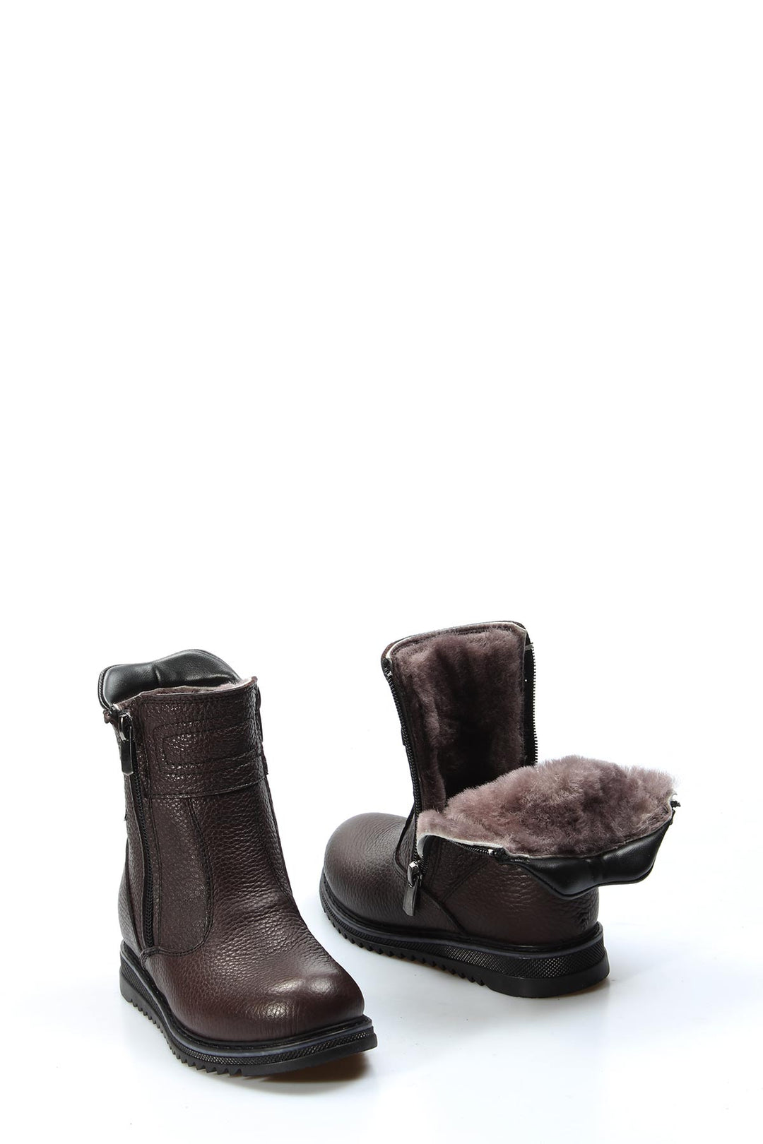 FST Genuine Leather Fur-lined Unisex Kids Classic Boot 770KGA202 Brown - Jesús María