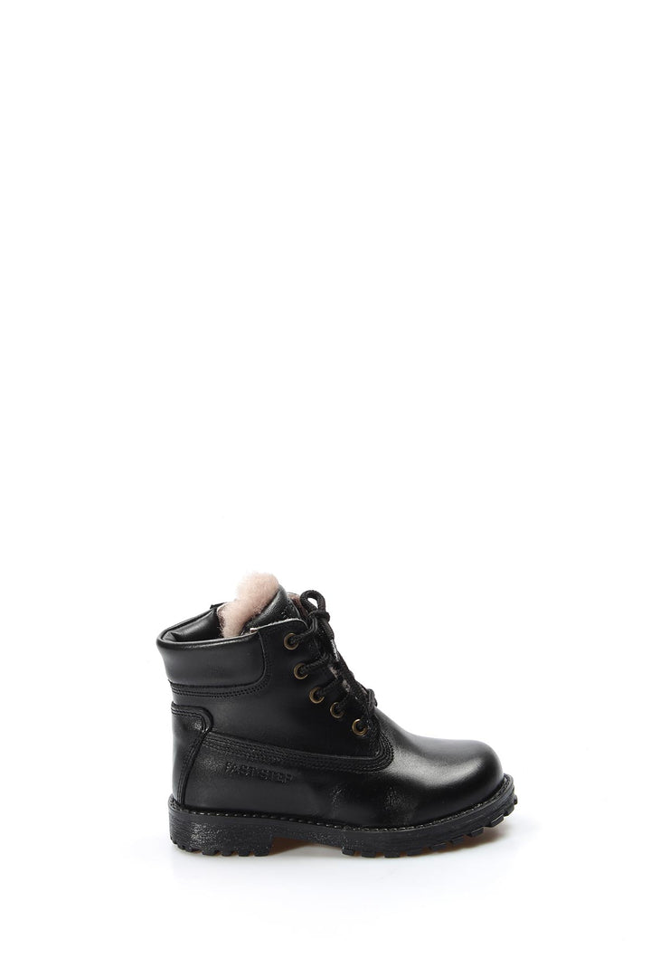 FST Genuine Leather Fur-lined Unisex Kids Worker Boots 006KPA1002 Black - Cuyahoga Falls