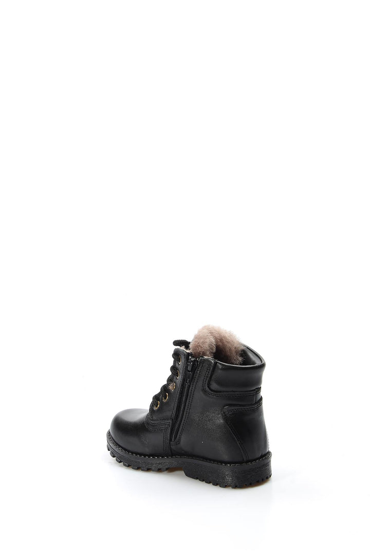 FST Genuine Leather Fur-lined Unisex Kids Worker Boots 006KPA1002 Black - Cuyahoga Falls