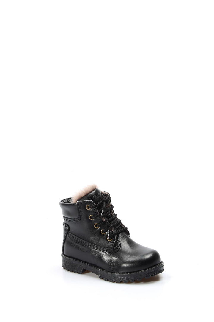 FST Genuine Leather Fur-lined Unisex Kids Worker Boots 006KPA1002 Black - Cuyahoga Falls