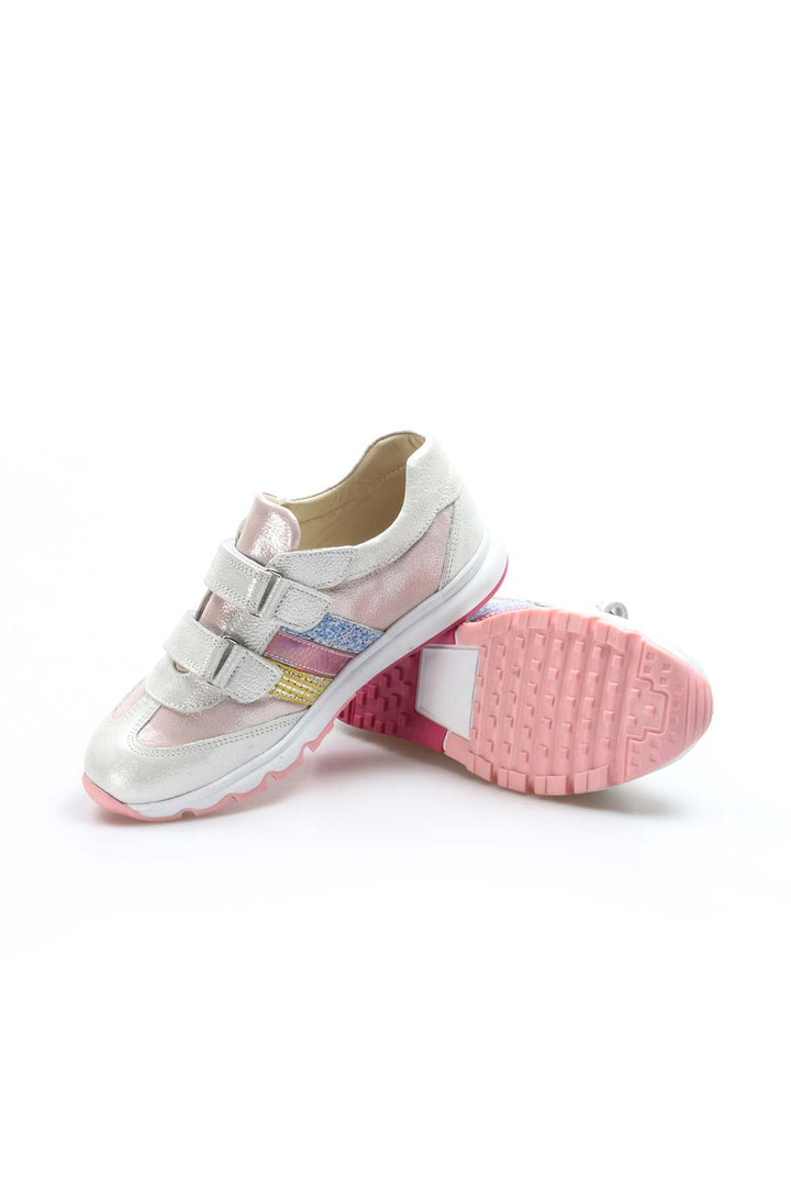 FST Genuine Leather Unisex Kids Casual Shoes 006FA800 Silver Pink - Korschenbroich