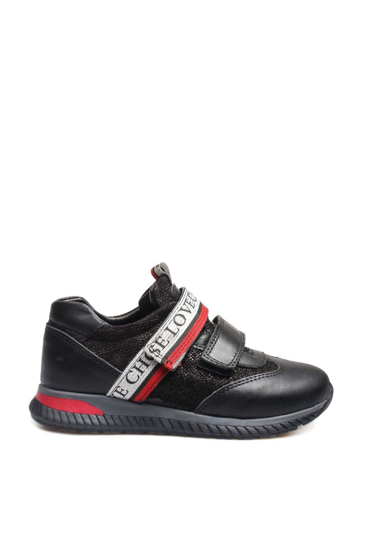 FST Genuine Leather Unisex Kids Casual Shoes 006XA1020 Black Silver - Woking