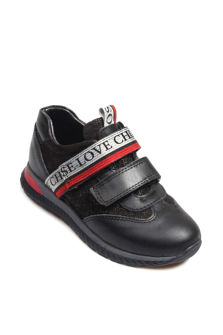 FST Genuine Leather Unisex Kids Casual Shoes 006XA1020 Black Silver - Woking