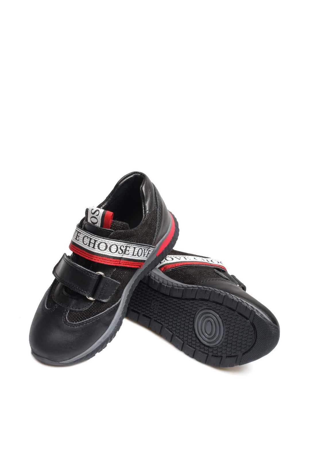 FST Genuine Leather Unisex Kids Casual Shoes 006XA1020 Black Silver - Woking