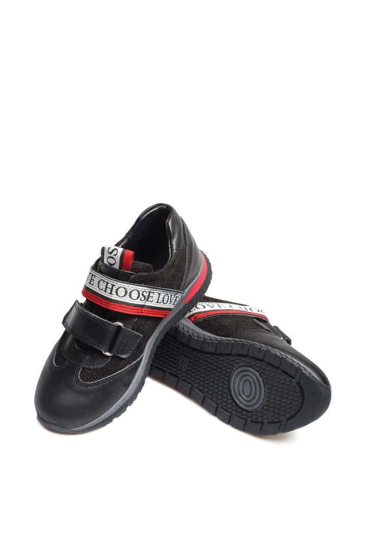 FST Genuine Leather Unisex Kids Casual Shoes 006XA1020 Black Silver - Woking