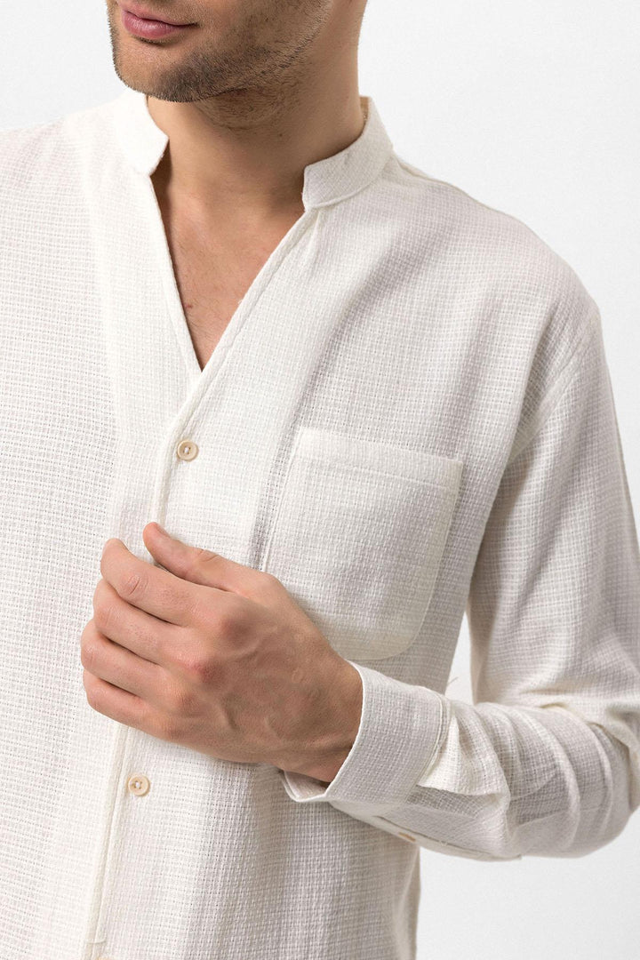ANT Judge Collar Knitted Textured Men's Shirt - Bassano del Grappa