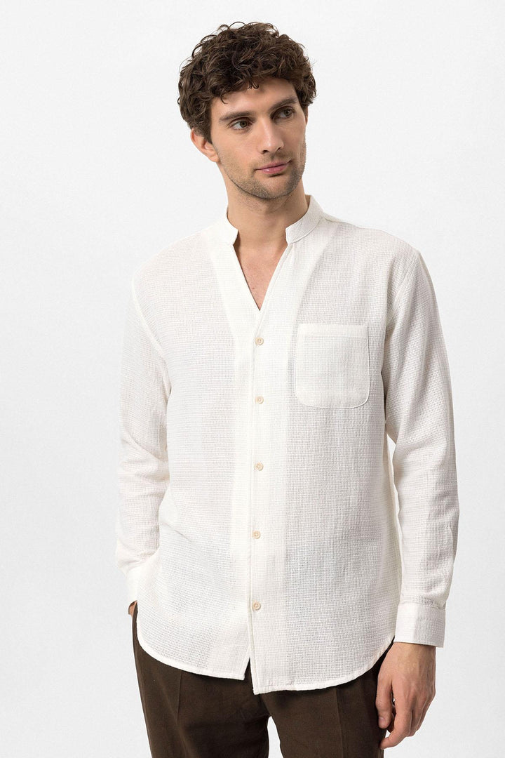 ANT Judge Collar Knitted Textured Men's Shirt - Bassano del Grappa