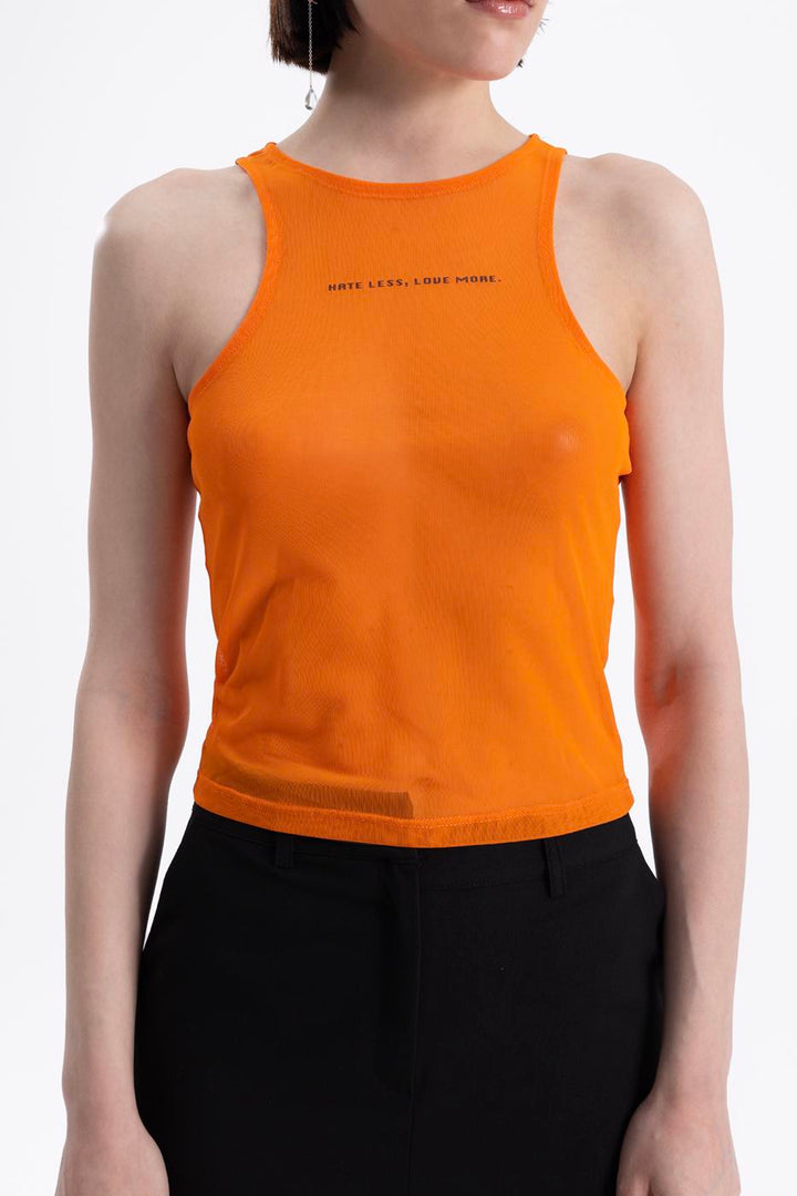BSL Women Halter neck printed tulle top - Toluca