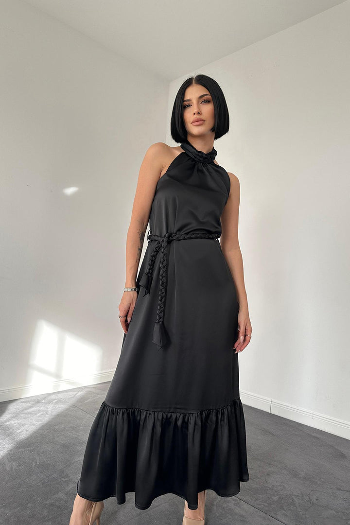 فستان منسوج بقبة رسن من ELS - أسود - Fréjus