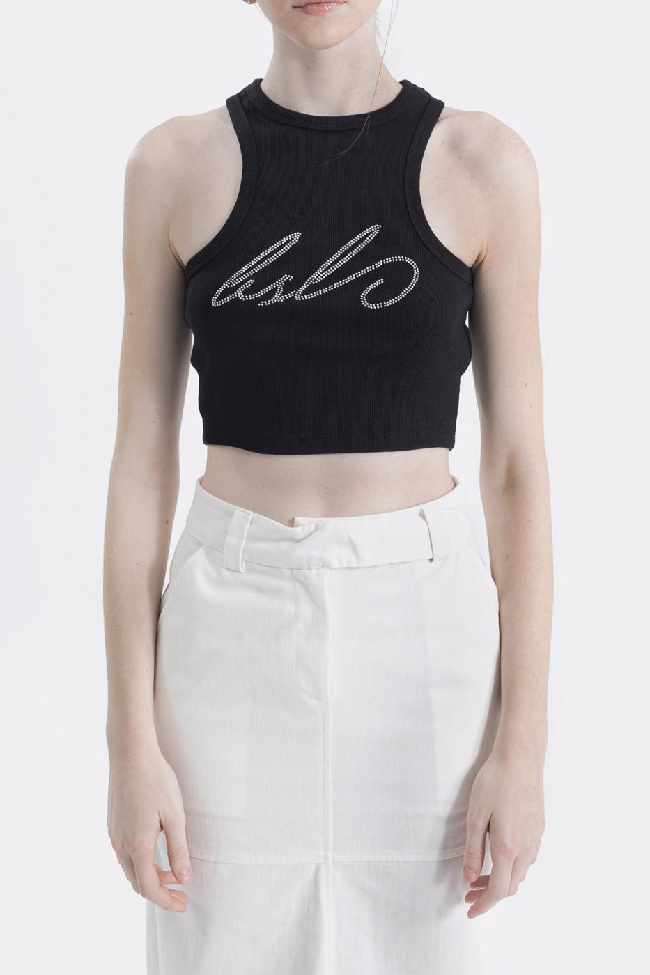 BSL Women Halter Neck Rhinestone Printed Top - Waiblingen