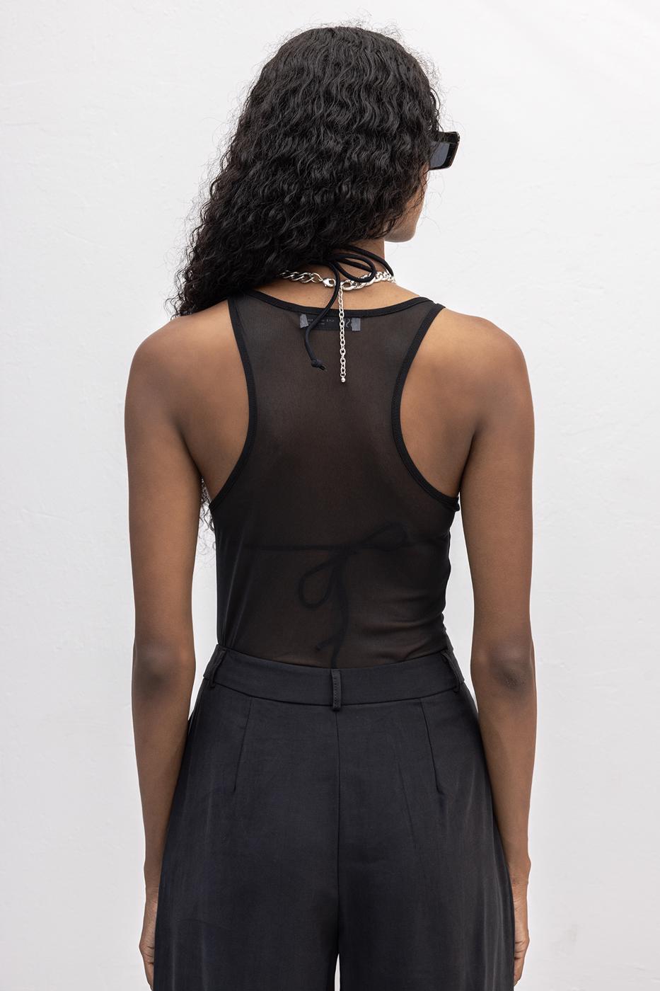 BSL Women Halter Neck Tulle Bodysuit - Coburg