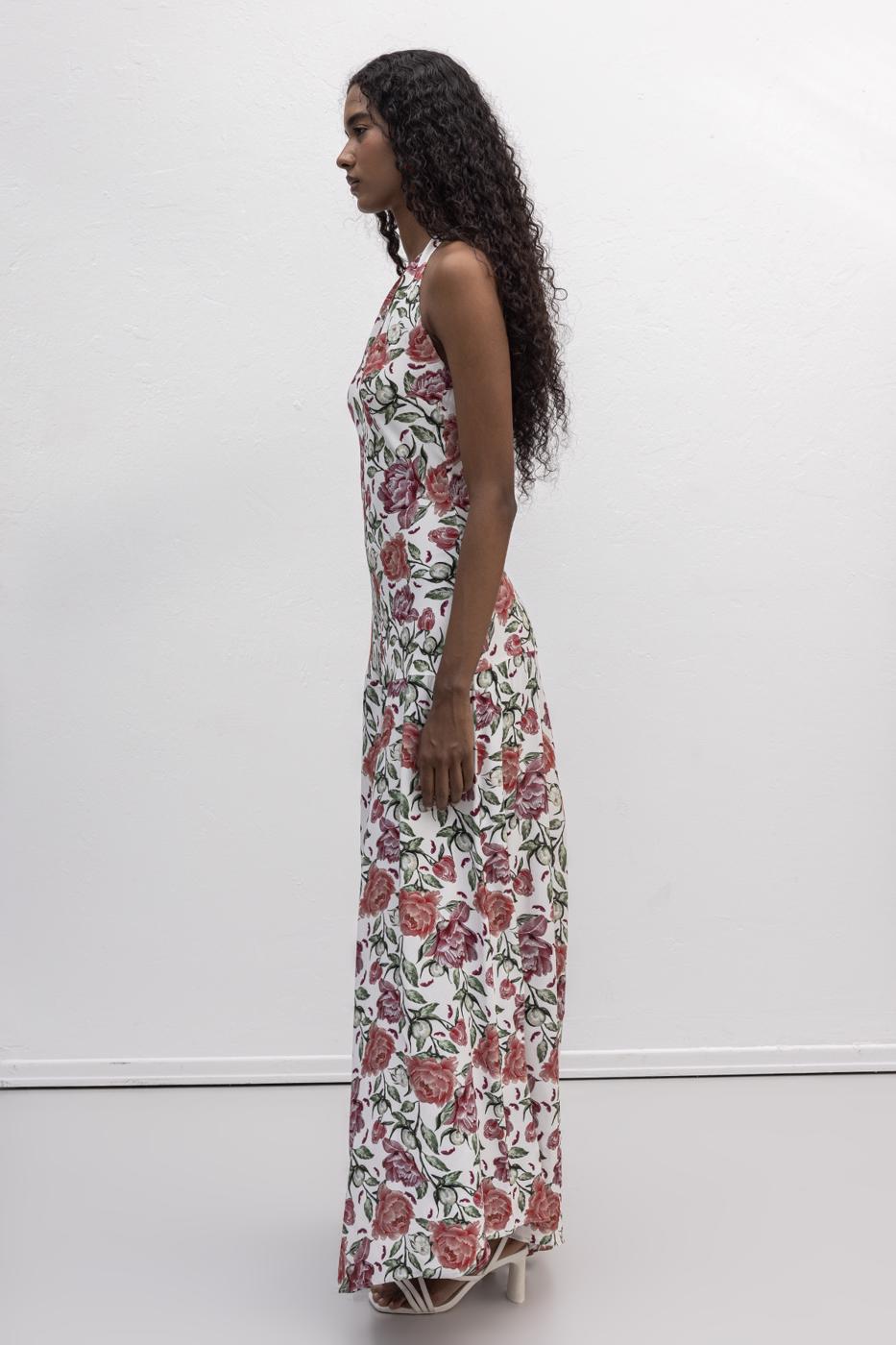 BSL Women Halter Neck Patterned Midi Dress - Roseville