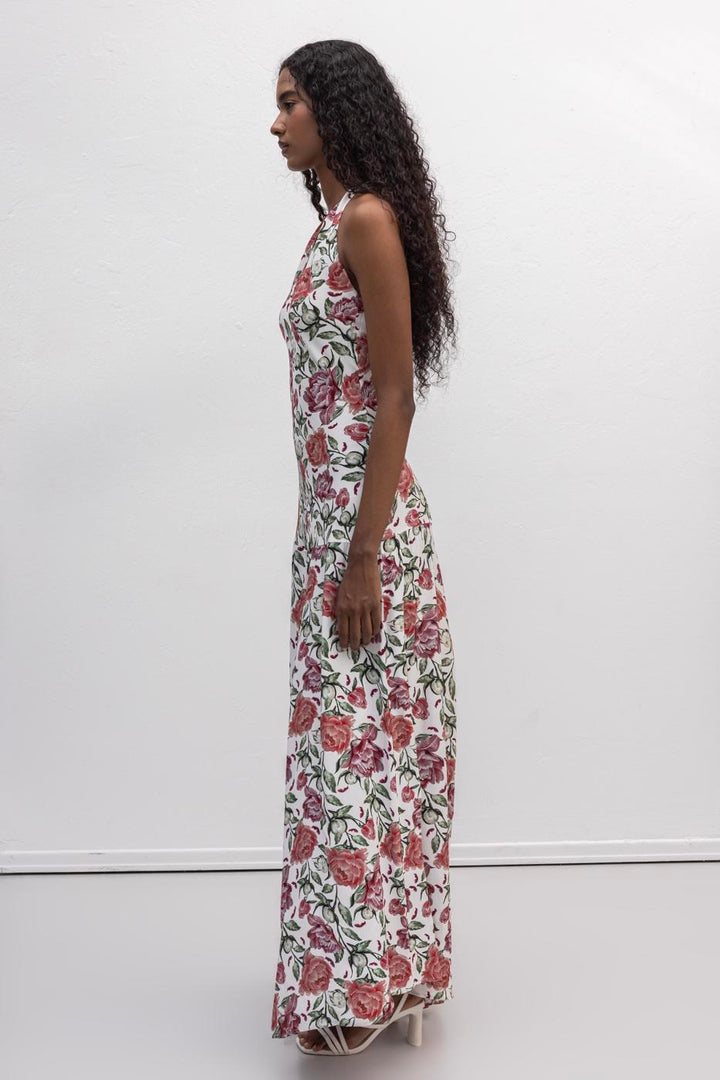 BSL Women Halter Neck Patterned Midi Dress - Roseville