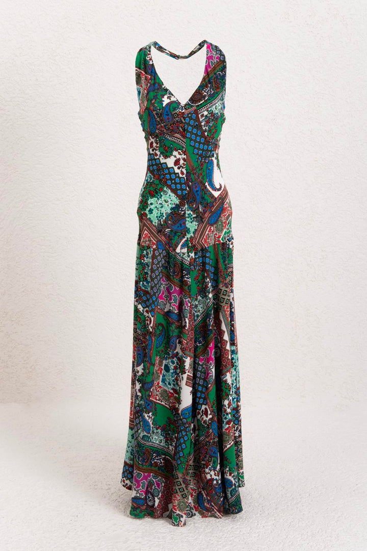 BSL Women Halter Neck Patterned Midi Dress - Verviers