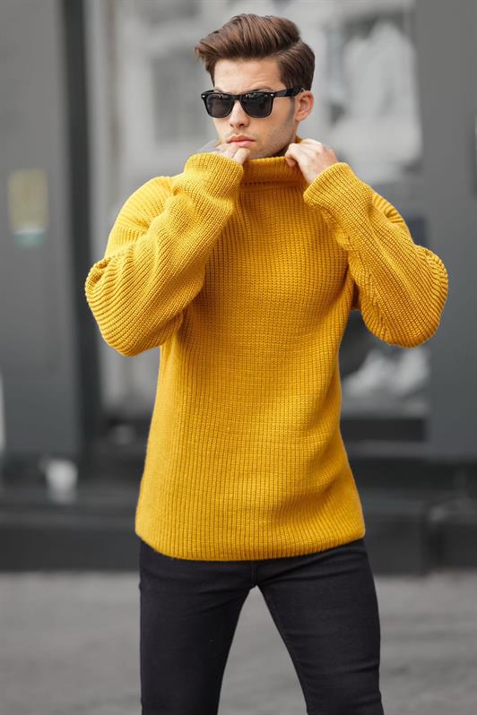 MDX Mustard Fisherman Collar Knitted Sweater 6858 - Stockton