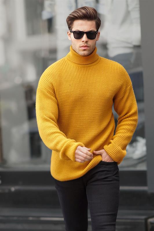 MDX Mustard Fisherman Collar Knitted Sweater 6858 - Stockton