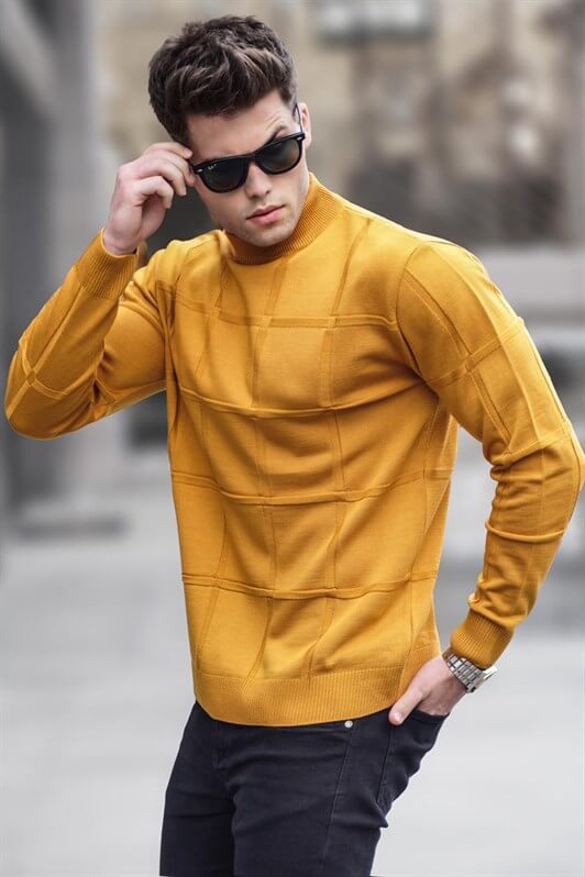 MDX Mustard Fisherman Collar Sweater 5784 - Paracho de Verduzco