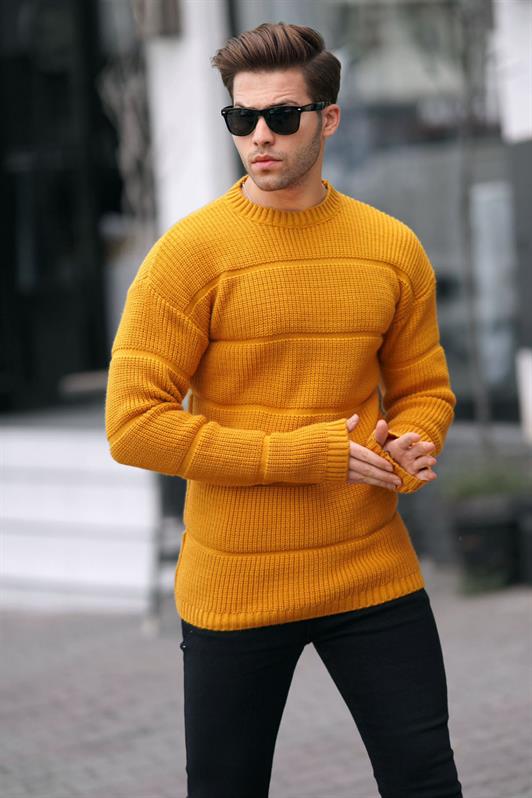 MDX Mustard Bicycle Collar Knitted Sweater 6855 - Midwest City