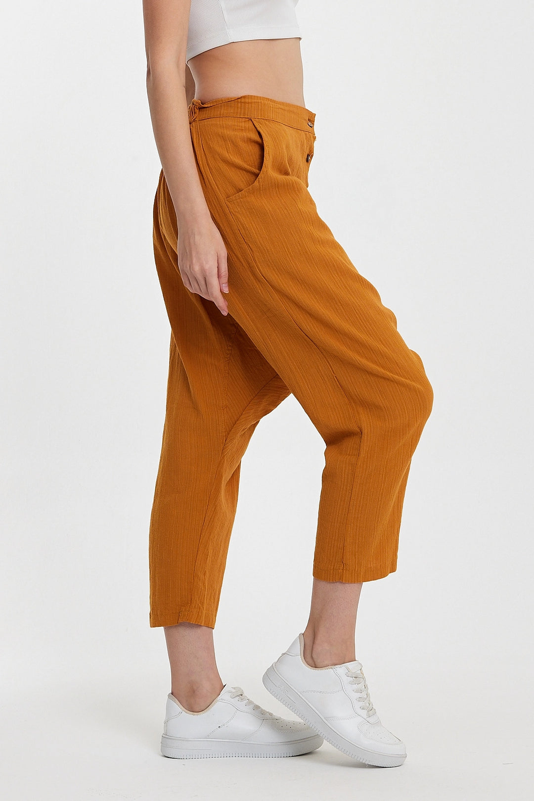 Maxi Boy Mustard Double Pocket Button Detailed Low Crotch Harem Pants BCVL-245326 - Maple Grove