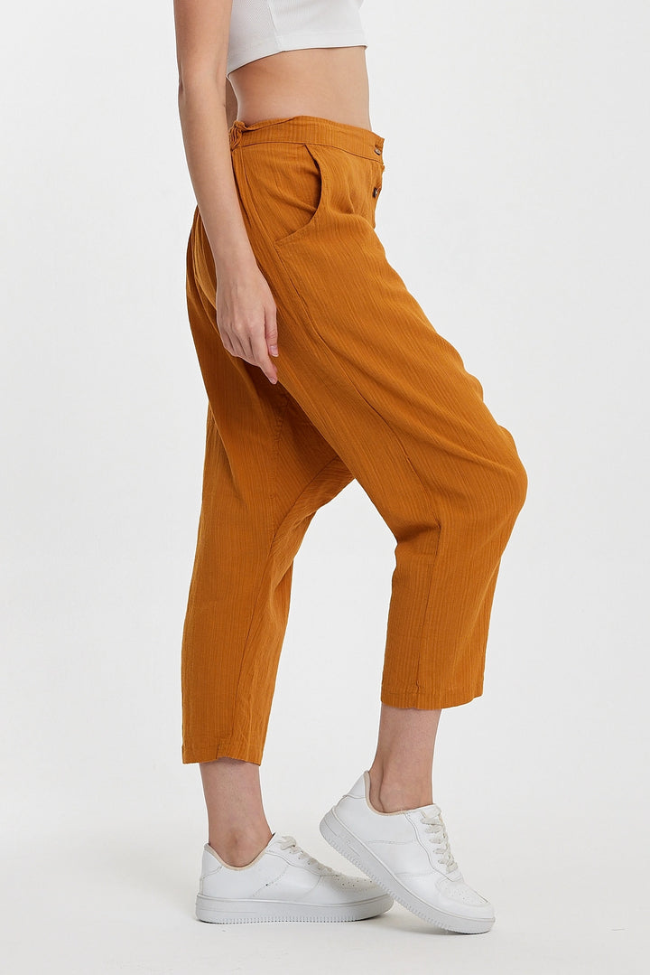 Maxi Boy Mustard Double Pocket Button Detailed Low Crotch Harem Pants BCVL-245326 - Maple Grove