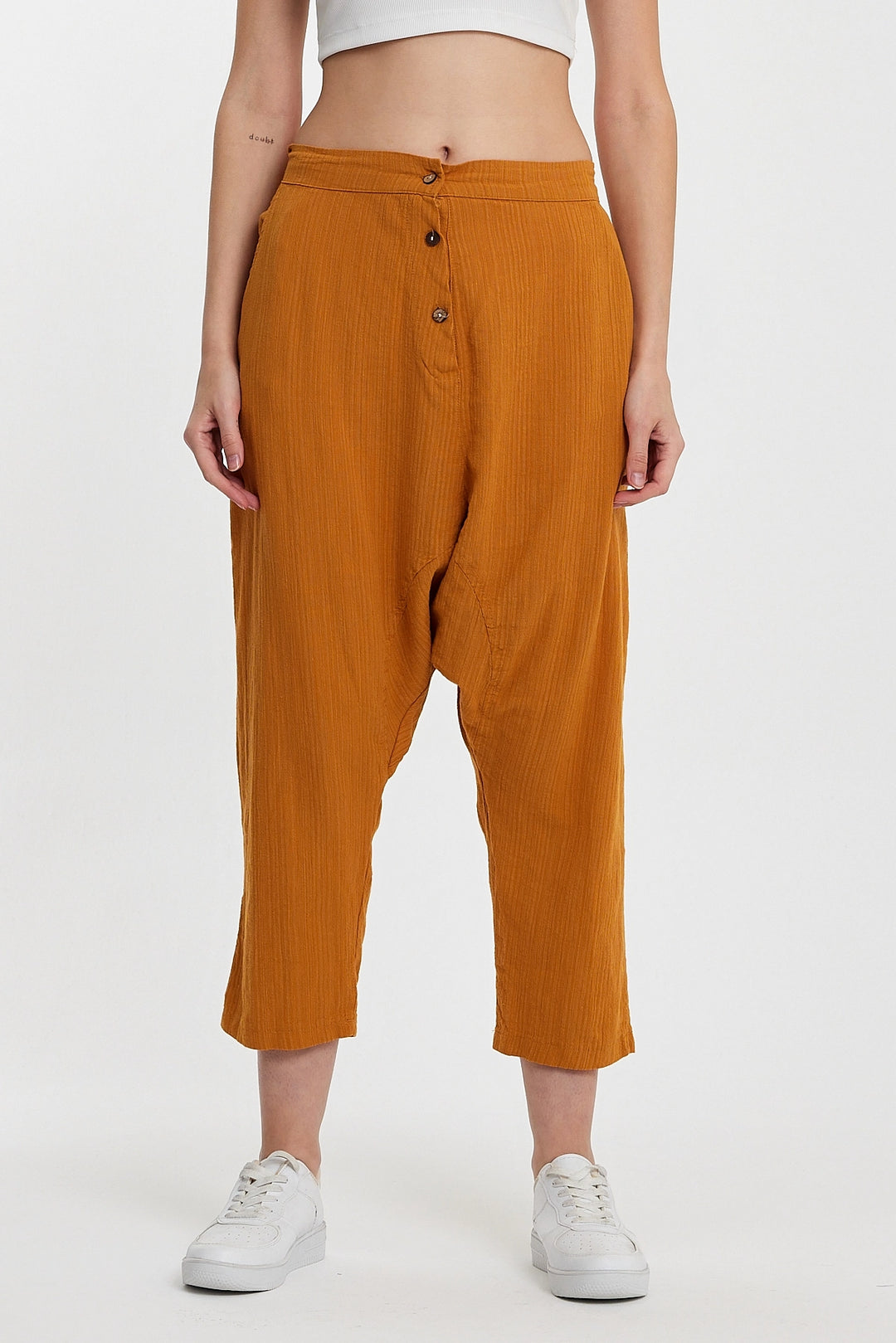 Maxi Boy Mustard Double Pocket Button Detailed Low Crotch Harem Pants BCVL-245326 - Maple Grove