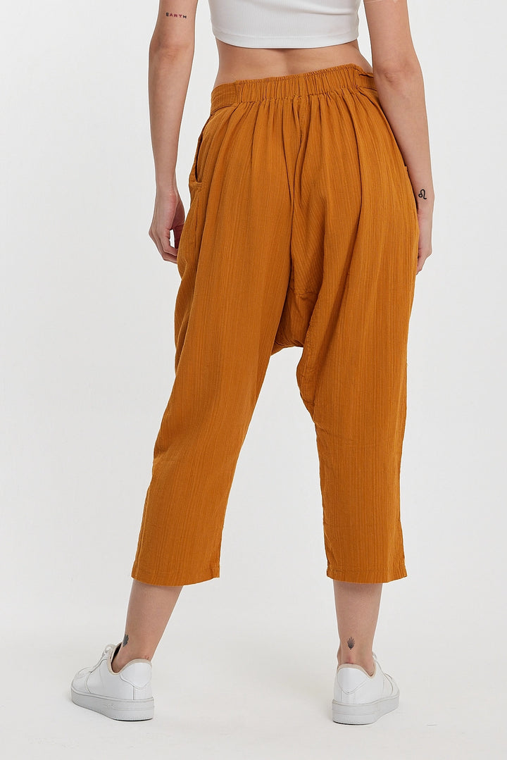 Maxi Boy Mustard Double Pocket Button Detailed Low Crotch Harem Pants BCVL-245326 - Maple Grove