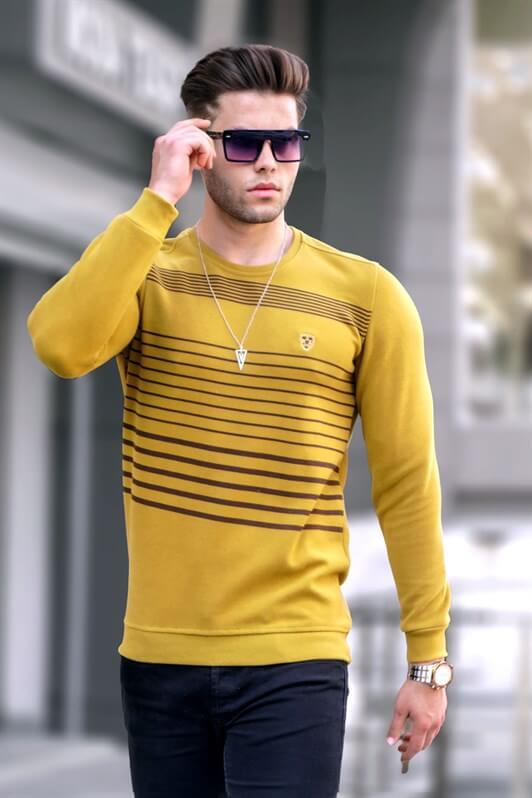 MDX Mustard Striped Turtleneck Sweater 5961 - Andria