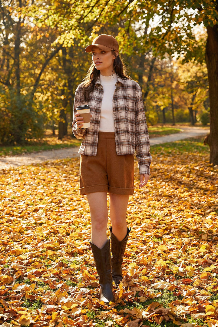 Mustard Double-Breasted Winter Coat with Two Pockets BCHNV-251220 - Midlothian