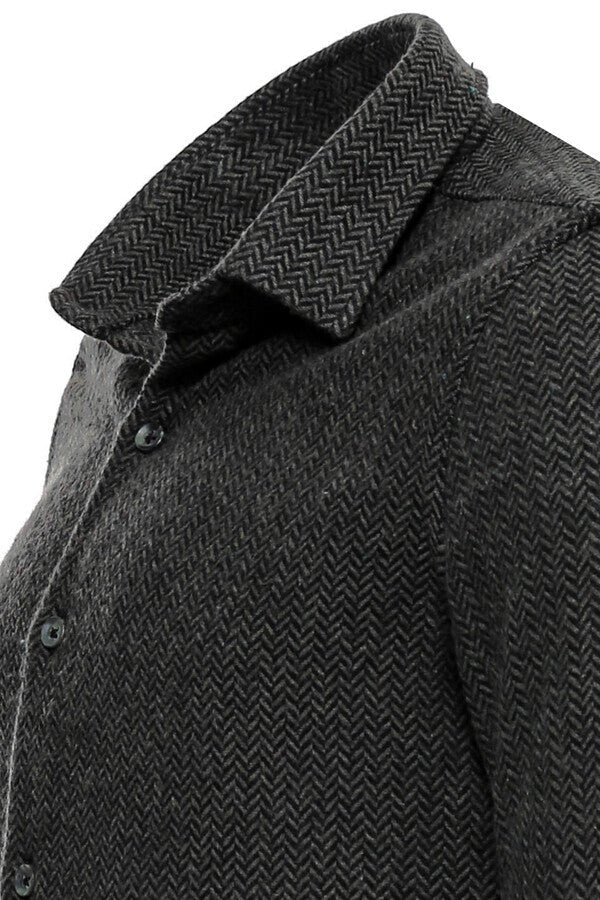 WSS Herringbone Pattern Thick Dark Green Men Lumberjack Shirt  - Ivano-Frankivsk