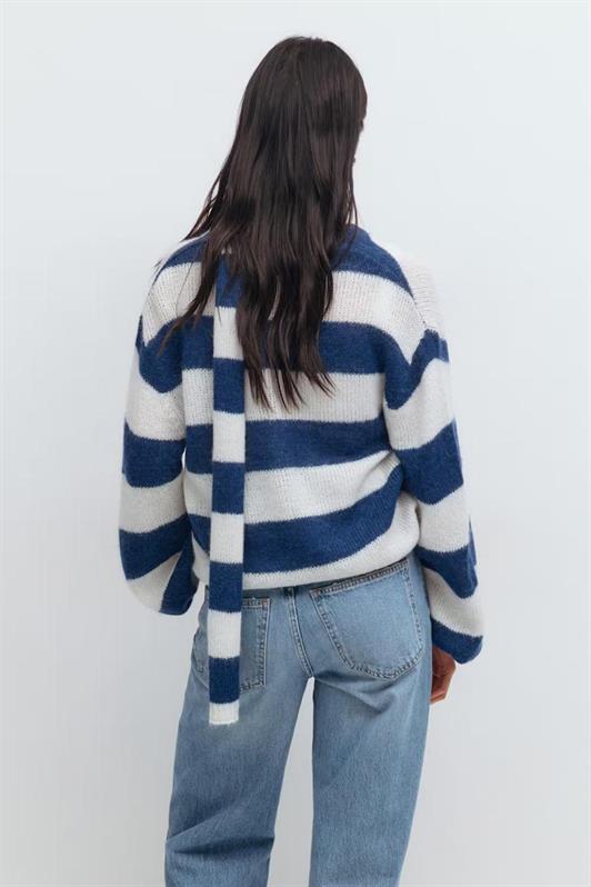 MDX Lacivert Çizigli Atkılı Kadın Triko Hırka MG2588 - San Felipe Orizatlán