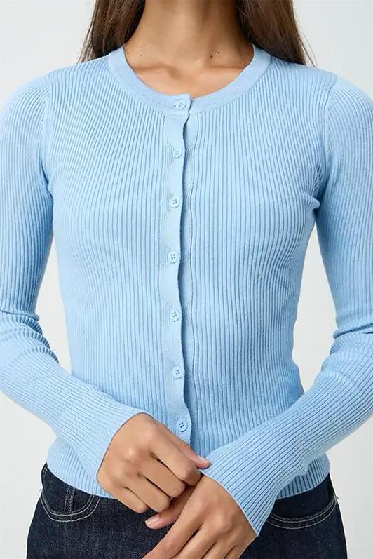 MDX Blue Buttoned Long Sleeve Cardigan MG2177 - Davenport
