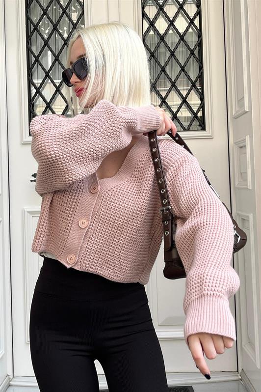 MDX Powder Long Sleeve Buttoned Crop Cardigan MG2198 - Seraing