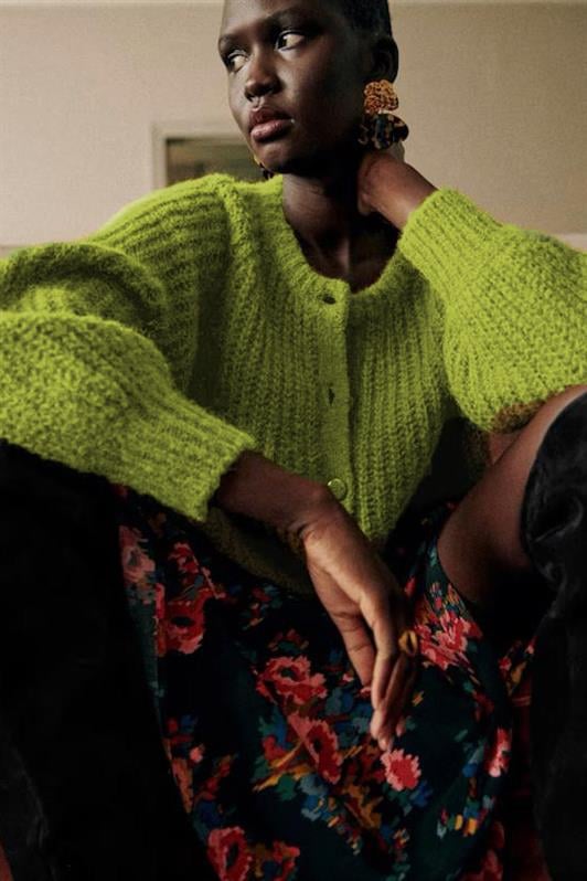 MDX Seaweed Green Bicycle Collar Thessaloniki Knitted Buttoned Women's Cardigan Mg2487 - Chino