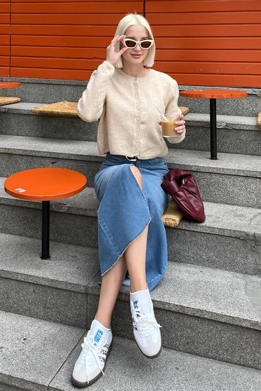 MDX Beige Buttoned Cardigan MG2151 - St. Cloud