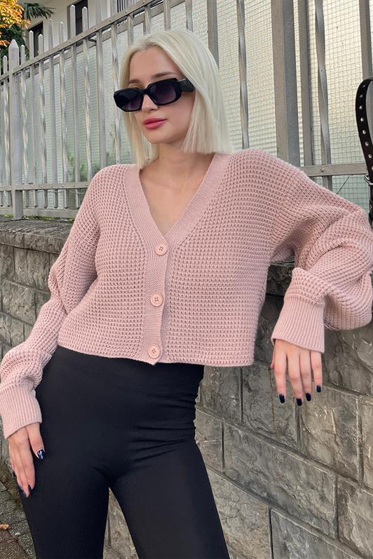 MDX Powder Long Sleeve Buttoned Crop Cardigan MG2198 - Seraing