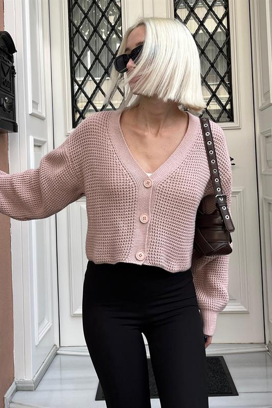 MDX Powder Long Sleeve Buttoned Crop Cardigan MG2198 - Seraing
