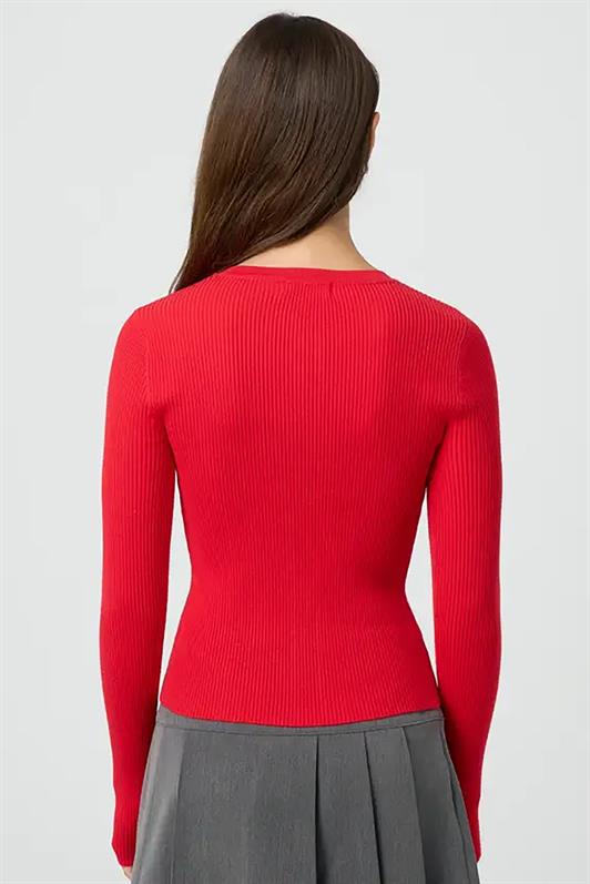 MDX Red Buttoned Long Sleeve Cardigan MG2177 - Peabody