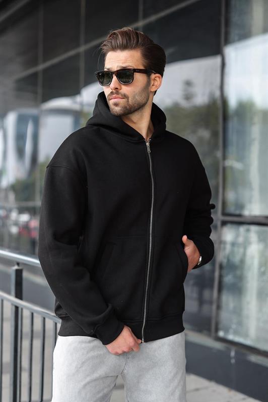 MDX Black Zippered Hooded Men's Cardigan E7174 - Ciudad de Melilla