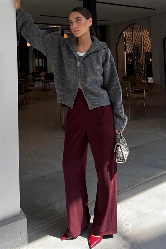 MDX Anthracite Double Zippered Women's Knit Cardigan Mg2532 - Chieri