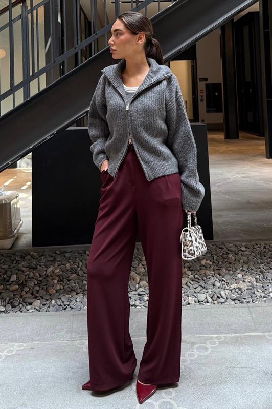 MDX Anthracite Double Zippered Women's Knit Cardigan Mg2532 - Chieri