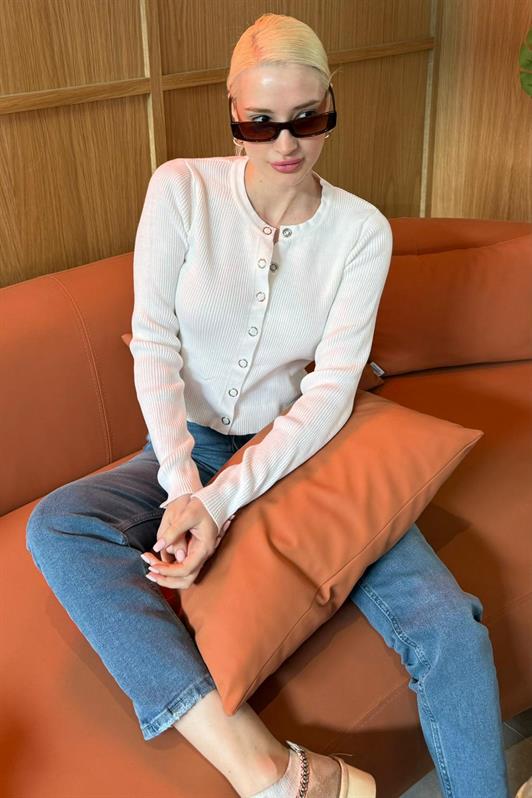 MDX Beyaz Çıt Kapamalı Triko Kadın Hırka MG2579 - Basingstoke