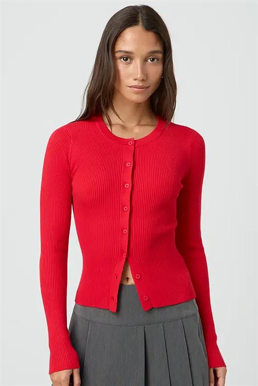MDX Red Buttoned Long Sleeve Cardigan MG2177 - Peabody