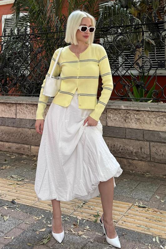 MDX Yellow Striped Women's Knit Cardigan MG2481 - Granadilla de Abona