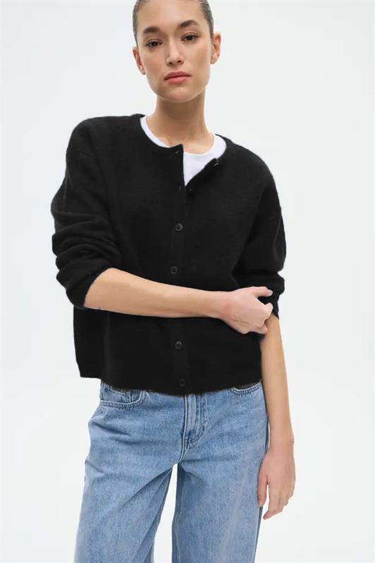 MDX Siyah Rahat Kalıp Düğmeli Triko Kadın Hırka MG2552 - Fort McMurray