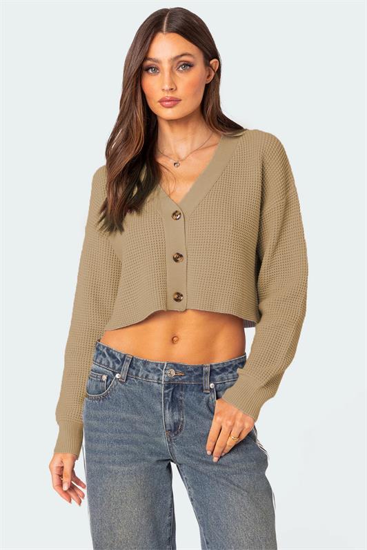 MDX Mink Long Sleeve Buttoned Crop Cardigan MG2198 - Fayetteville