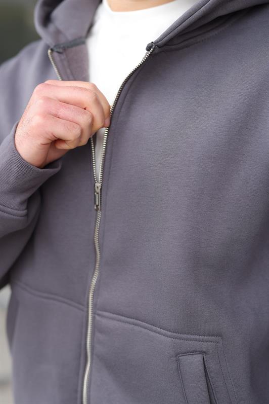 MDX Men's Hooded Zippered Hoodie E7174 in Smoke Gray - Purmerend