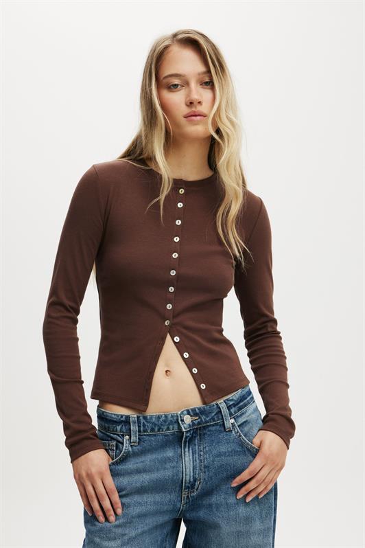 MDX Bitter Coffee Slim Fit Buttoned Women's Cardigan MG2580 - Telford