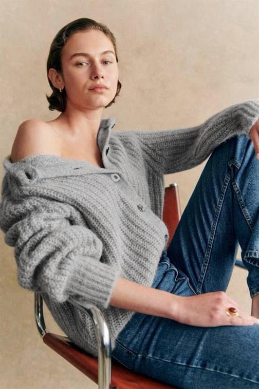 MDX Gray Bicycle Collar Thessaloniki Knitted Buttoned Women's Cardigan Mg2487 - Tonalá